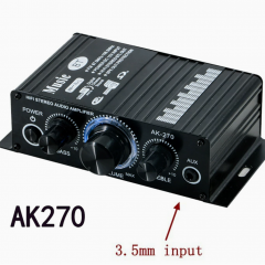 AK270小型迷你2声道立体声12V功放机扩音机音频放大器